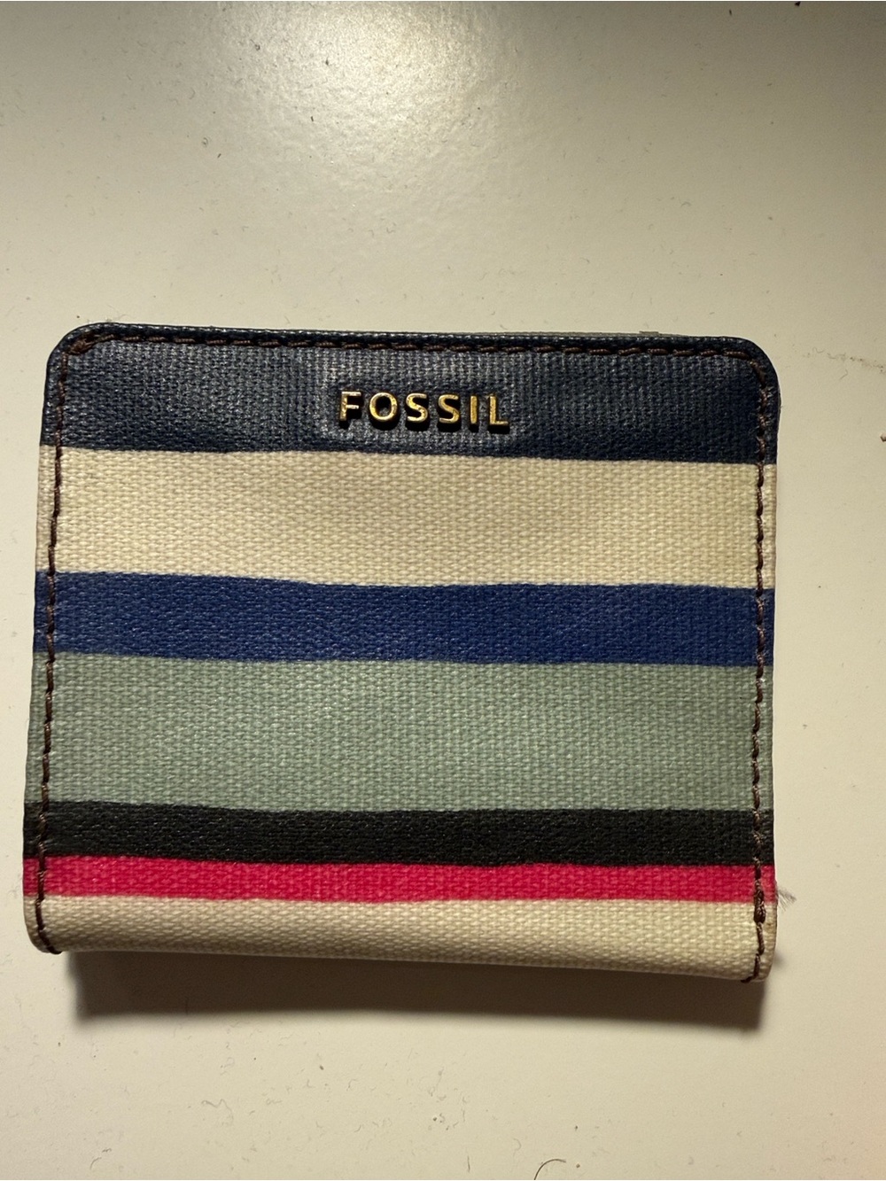 Fossil small striped bifold wallet